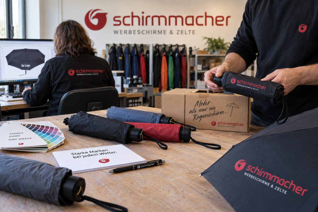 Der Taschenschirm als Bote: wie Schirmmacher kleine Schirme zu langen Begleitern macht